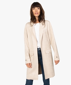 GEMO Veste femme longue avec finitions bord-franc Beige