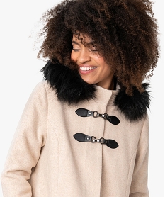 manteau femme avec capuche a bord fantaisie beigeB001701_2