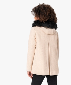 manteau femme avec capuche a bord fantaisie beigeB001701_3