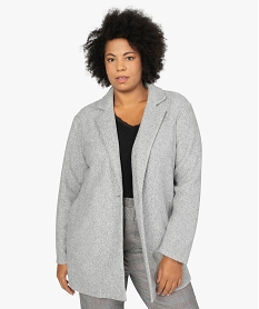 GEMO Manteau femme en maille polaire avec grand col Gris