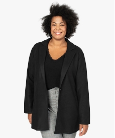 GEMO Manteau femme en maille polaire avec grand col Noir