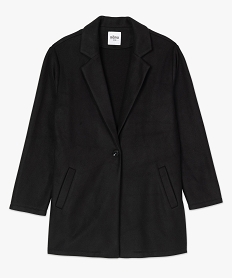 manteau femme en maille polaire avec grand col noir vestes et manteauxB001901_4