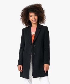 manteau court femme avec grand col et fermeture 2 boutons noirB002001_1