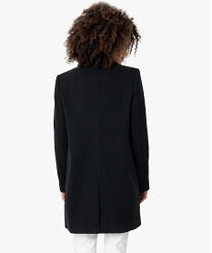manteau court femme avec grand col et fermeture 2 boutons noirB002001_3