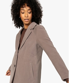 manteau court femme avec grand col et fermeture 2 boutons brun manteauxB002101_2