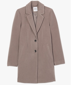 manteau court femme avec grand col et fermeture 2 boutons brun manteauxB002101_4