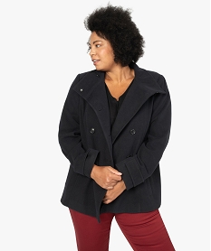 GEMO Manteau court femme avec col montant et fermeture boutons Noir