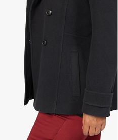manteau court femme avec col montant et fermeture boutons noir vestes et manteauxB002401_2