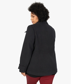 manteau court femme avec col montant et fermeture boutons noir vestes et manteauxB002401_3