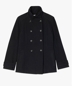 manteau court femme avec col montant et fermeture boutons noir vestes et manteauxB002401_4