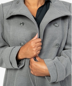 manteau court femme avec col montant et fermeture boutons grisB002501_2