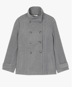 manteau court femme avec col montant et fermeture boutons gris vestes et manteauxB002501_4