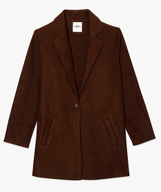 manteau court femme en matiere extensible et grand col brunB002601_4