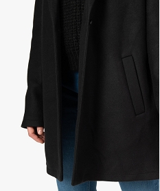 manteau court femme en matiere extensible et grand col noirB002701_2