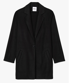 manteau court femme en matiere extensible et grand col noirB002701_4