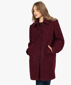 manteau femme mi-long en maille bouclette rougeB002901_1