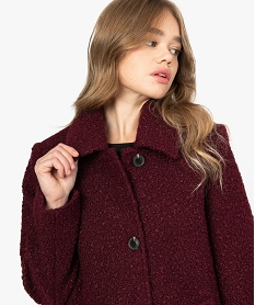 manteau femme mi-long en maille bouclette rougeB002901_2