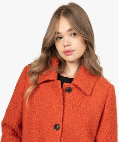 manteau femme mi-long en maille bouclette orangeB003001_2