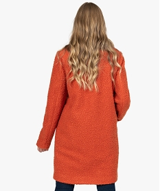 manteau femme mi-long en maille bouclette orangeB003001_3