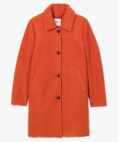 manteau femme mi-long en maille bouclette orangeB003001_4