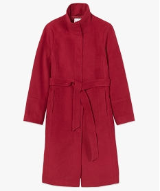 manteau femme avec col montant et ceinture rougeB003201_4