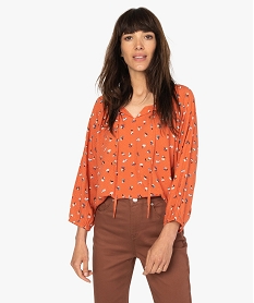 GEMO Blouse femme à manches longues à motifs fleuris Imprimé