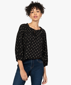 GEMO Blouse femme imprimée avec manches 34 élastiquées Imprimé