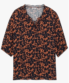 blouse femme grande taille imprimee a manches 34 et col fantaisie orange chemisiers et blousesB005601_4