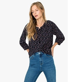 GEMO Blouse femme imprimée avec manches 34 élastiquées Imprimé