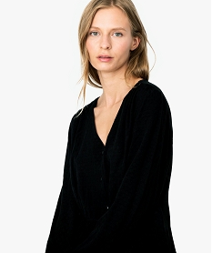 chemise femme a basque en matiere texturee noirB006901_2