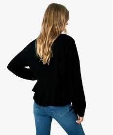 chemise femme a basque en matiere texturee noirB006901_3