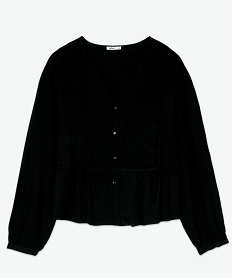 chemise femme a basque en matiere texturee noirB006901_4