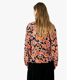 chemise femme a motifs fleuris a manches longues et col v imprime blousesB007001_3
