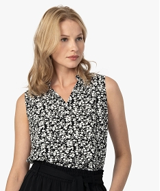 GEMO Blouse femme sans manches imprimée avec col chemise Imprimé