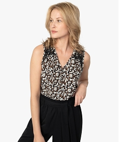 GEMO Blouse femme sans manches imprimée orange vif
