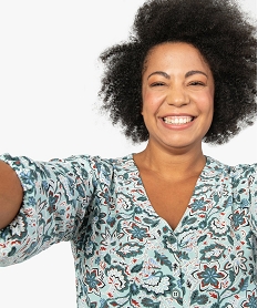 GEMO Tunique femme à motifs fleuris à manches ¾ Imprimé