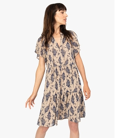 GEMO Robe femme à motifs fleuris longueur genou Imprimé