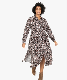 GEMO Robe femme grande taille longue boutonnée à motifs fleuris Imprimé