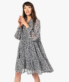 GEMO Robe femme à motifs fleuris longueur genou Imprimé