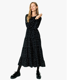 GEMO Robe femme imprimée longueur cheville à manches longues Imprimé