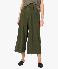 GEMO Pantalon femme coupe ample longueur 78ème Vert