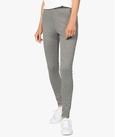 GEMO Pantalon femme en maille à motifs pied de poule Imprimé