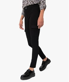 GEMO Pantalon femme en maille milano à poches latérales Noir