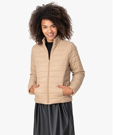 GEMO Doudoune femme légère avec col montant et fermeture zippée Beige