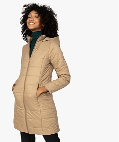 GEMO Manteau femme matelassé avec capuche Beige