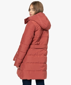 manteau femme matelasse avec capuche et ceinture roseB013401_3