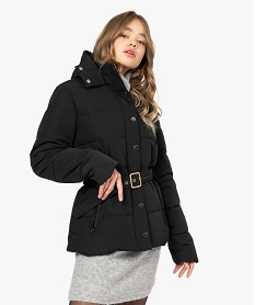 blouson femme matelasse avec capuche et ceinture noirB013501_1