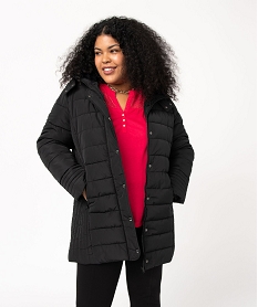 GEMO Manteau femme grande taille matelassé avec col doublé Noir