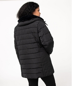manteau femme grande taille matelasse avec col double noirB013801_3