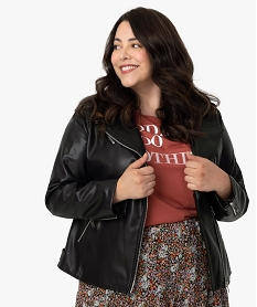 GEMO Blouson femme en esprit rock avec fermetures zippées Noir